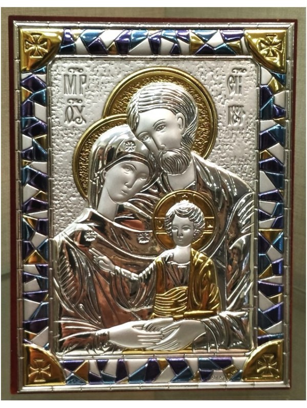 Icono plata bilaminada Sagrada Familia detalles en azul