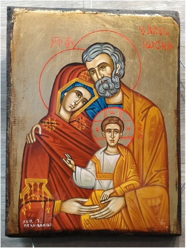 Icono Sagrada Familia pintado a mano