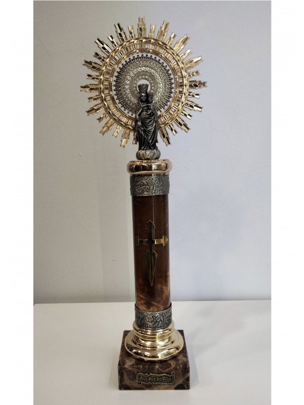 Virgen del Pilar con bocel y greca marrón