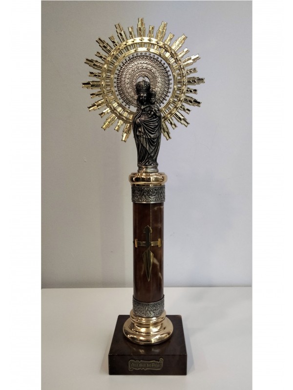 Virgen del Pilar con bocel y greca marrón