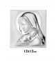 Icono Cuadrado Virgen con niño Plata Bilaminada 12x12