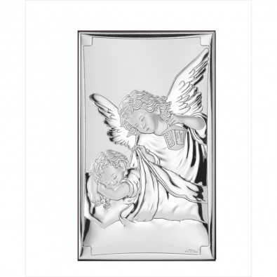 Cuadro Bilaminado de plata Ángel con lámpara 9x15 cms.