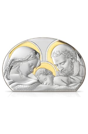 Icono Sagrada Familia Arco Bilaminado plata Bicolor 17,5x11,5cm.
