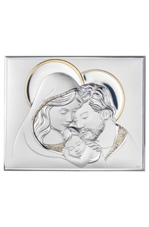 Icono Sagrada Familia Bilaminado plata Bicolor 19x15,5cm