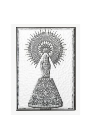 Icono Virgen del Pilar bilaminado plata 13x18 cm.