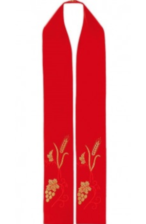 Estola roja bordada espigas con uvas 28540