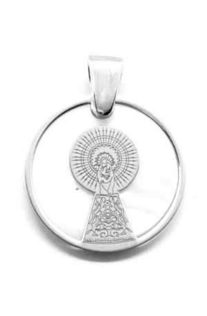Medalla plata Virgen Pilar orla Nácar