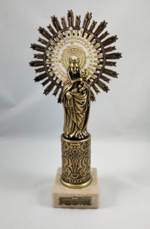 Virgen del Pilar en resina con baño de bronce 30 cm