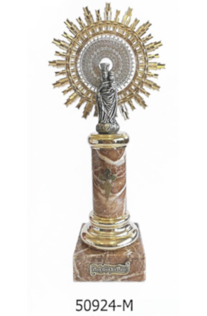 Virgen Pilar  columna alabastro ancha con bocel