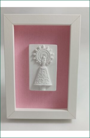 Cuadro Virgen Pilar marmolina 15 x 10 cm fondo color
