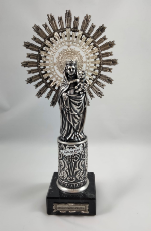 Virgen del Pilar en resina con baño de plata 30 cm
