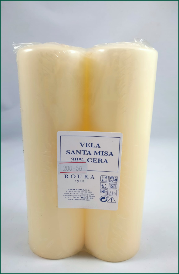 Velón Santa Misa Marfíl 30% de cera de abeja