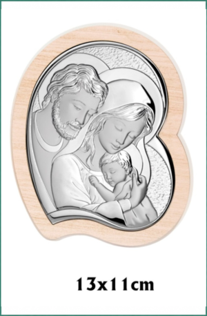 Icono Plata Laminada Corazón Sagrada Familia 13x11