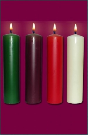 Juego 4 Velas Adviento Colores 55Ø x 250 mm