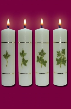 Juego 4 Velas Adviento Hojas 50Ø x 200 mm