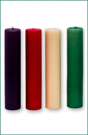 Juego 4 Velas Adviento Colores 50Ø x 250 mm.